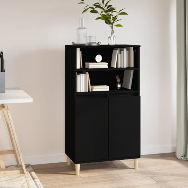 The Living Store skab 60x36x110 cm konstrueret træ sort - Skænke