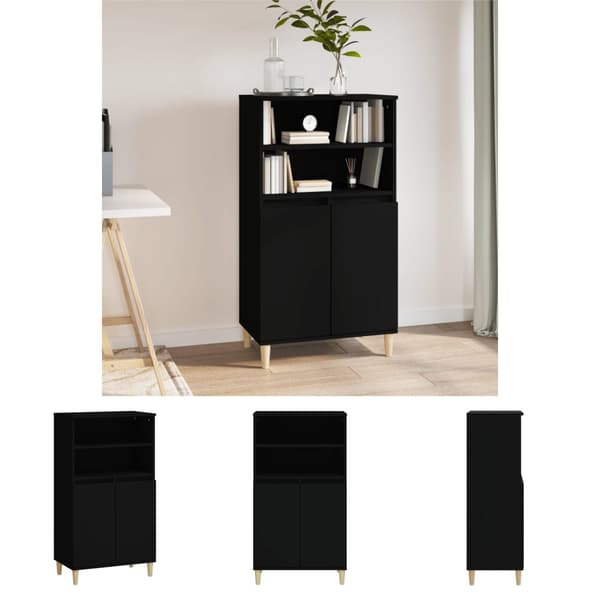 The Living Store skab 60x36x110 cm konstrueret træ sort -  Skænke