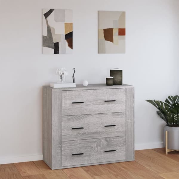 The Living Store Senkki harmaa Sonoma 80x33x70 cm tekninen puu -  Tarjoilupöydät & senkit