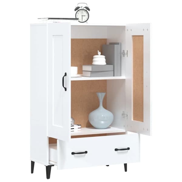 The Living Store Kaappi korkeakiilto valkoinen 70x31x115 cm tekninen puu -  Tarjoilupöydät & senkit