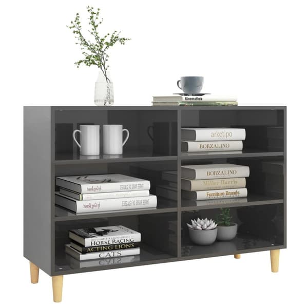 The Living Store Skänk grå högglans 103,5x35x70 cm konstruerat trä - Skänkar & serveringsbord