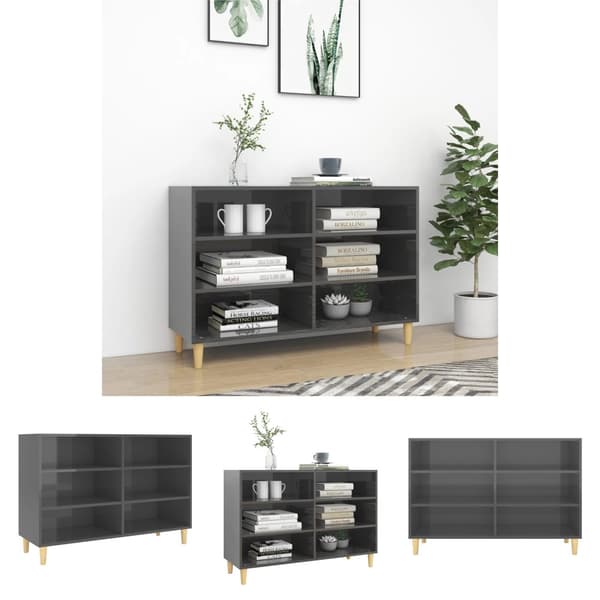 The Living Store Skänk grå högglans 103,5x35x70 cm konstruerat trä -  Skänkar & serveringsbord