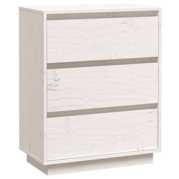 The Living Store skænk 60x34x75 cm massivt fyrretræ hvid - Skænke