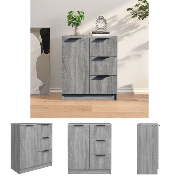 The Living Store Byrå grå sonoma 60x30x70 cm konstruerat trä - Skänkar & serveringsbord