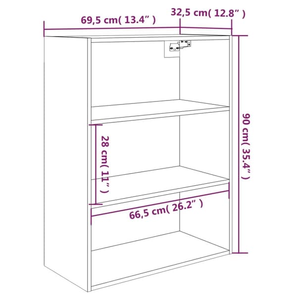 The Living Store vægskab 69,5x32,5x90 cm hvid - Skænke