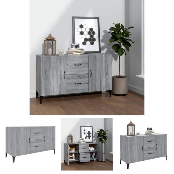 The Living Store skænk 100x36x60 cm konstrueret træ grå sonoma-eg -  Skænke