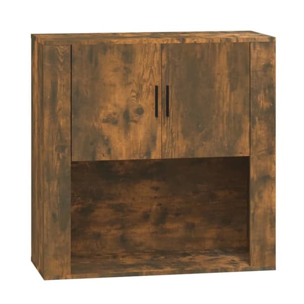 The Living Store vægskab 80x33x80 cm konstrueret træ røget egetræsfarve - Skænke
