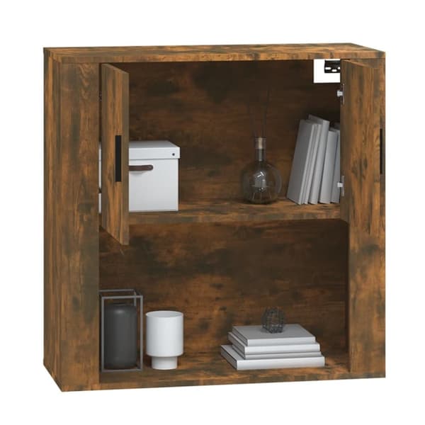 The Living Store vægskab 80x33x80 cm konstrueret træ røget egetræsfarve - Skænke