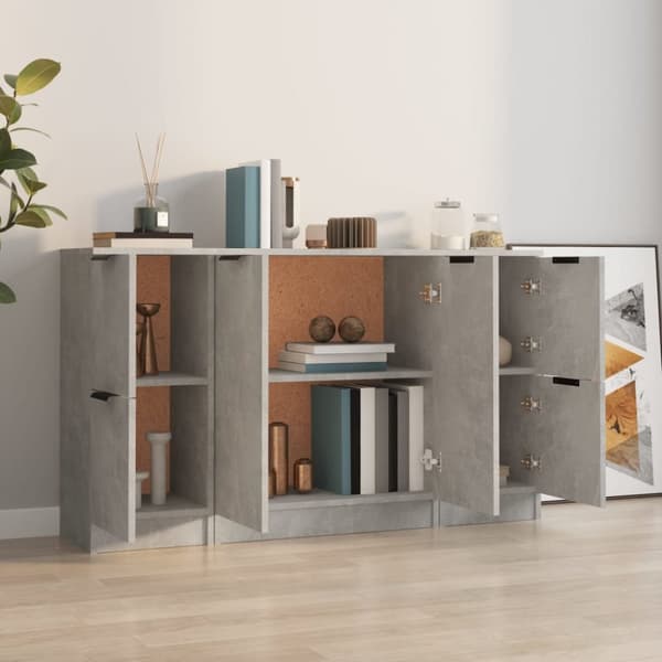 The Living Store skænke 3 stk. konstrueret træ betongrå -  Skænke