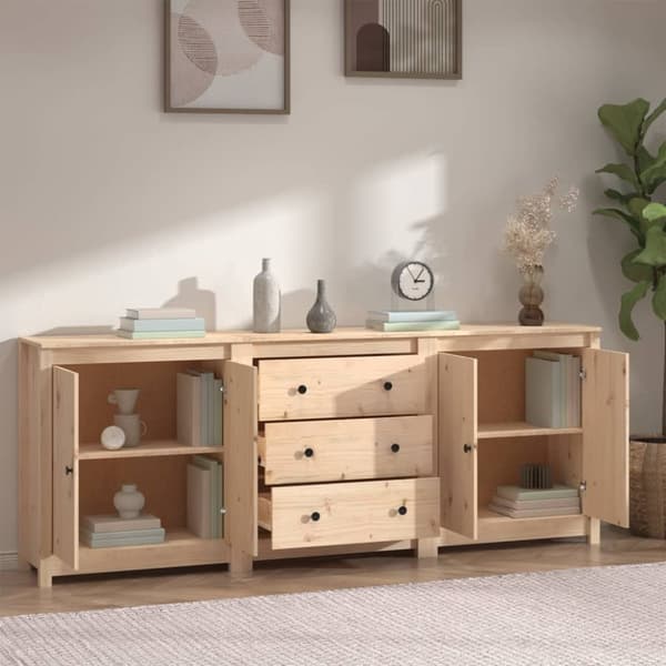 The Living Store skænk 210x35x80 cm massivt fyrretræ - Skænke