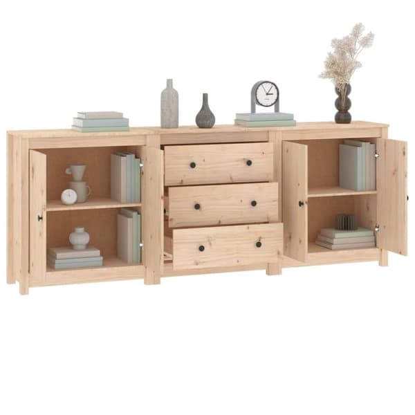 The Living Store skænk 210x35x80 cm massivt fyrretræ - Skænke