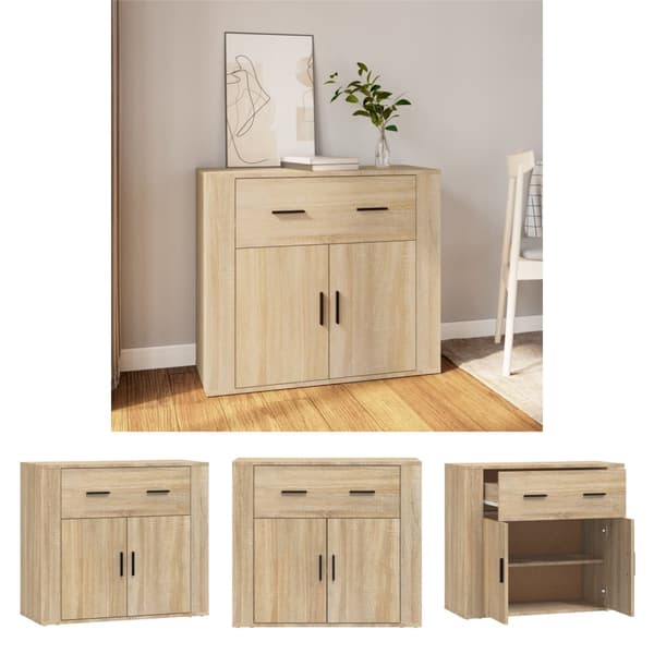 The Living Store Skänk sonoma-ek 80x33x70 cm konstruerat trä -  Skänkar & serveringsbord