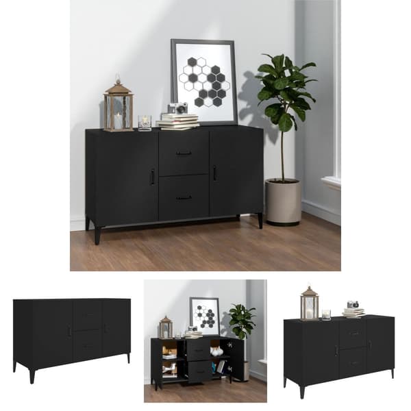 The Living Store skænk 100x36x60 cm konstrueret træ sort -  Skænke