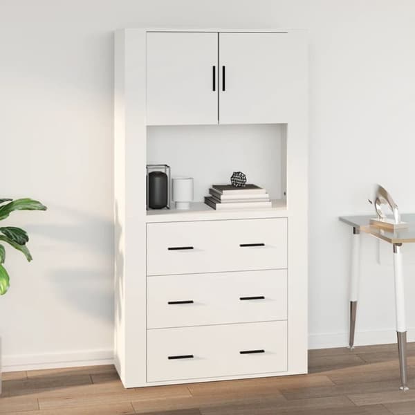 The Living Store vægskab 80x33x80 cm konstrueret træ hvid -  Skænke