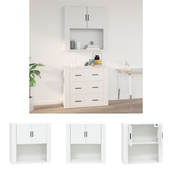 The Living Store vægskab 80x33x80 cm konstrueret træ hvid - Skænke