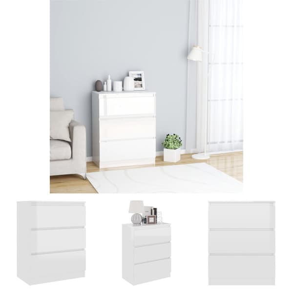 The Living Store Byrå vit högglans 60x35x76 cm konstruerat trä -  Skänkar & serveringsbord