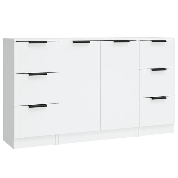 The Living Store Senkit 3 kpl valkoinen tekninen puu -  Tarjoilupöydät & senkit