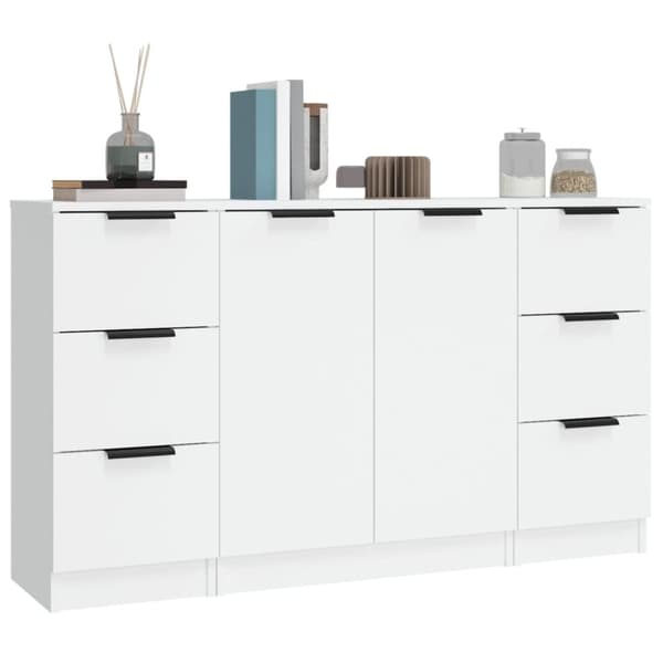 The Living Store Senkit 3 kpl valkoinen tekninen puu -  Tarjoilupöydät & senkit