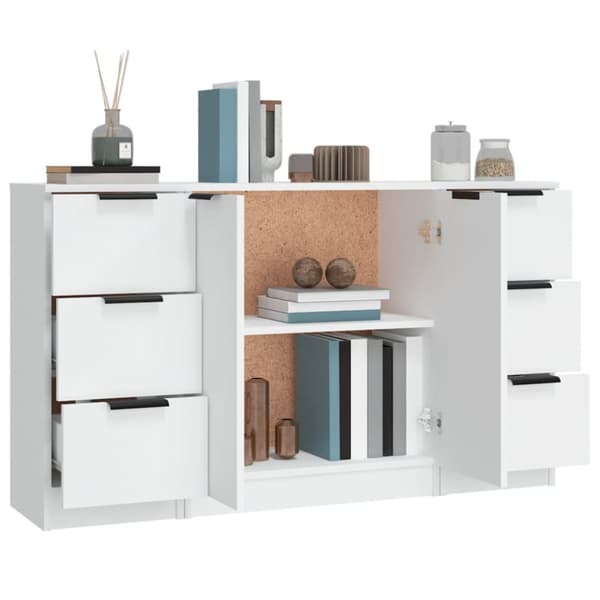 The Living Store Senkit 3 kpl valkoinen tekninen puu -  Tarjoilupöydät & senkit