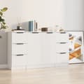 Pikkukuva 2 / 11: The Living Store Senkit 3 kpl valkoinen tekninen puu -  Tarjoilupöydät & senkit