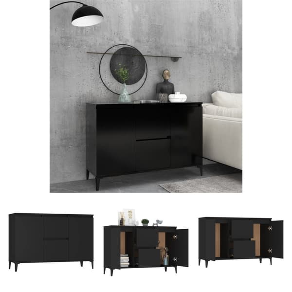 The Living Store skænk 104x35x70 cm spånplade sort -  Skænke