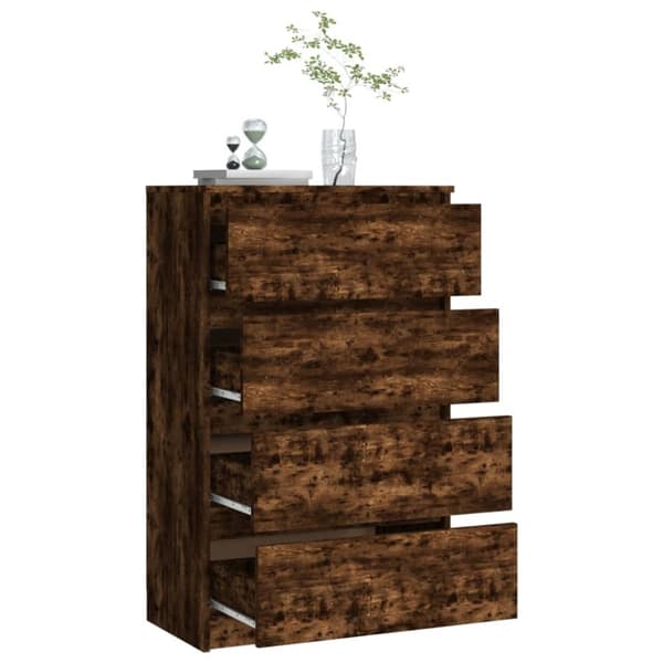 The Living Store kommode 60x35x98,5 cm konstrueret træ røget egetræsfarve - Skænke