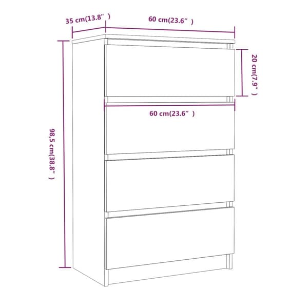 The Living Store kommode 60x35x98,5 cm konstrueret træ røget egetræsfarve -  Skænke