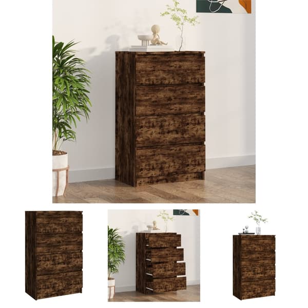 The Living Store kommode 60x35x98,5 cm konstrueret træ røget egetræsfarve - Skænke