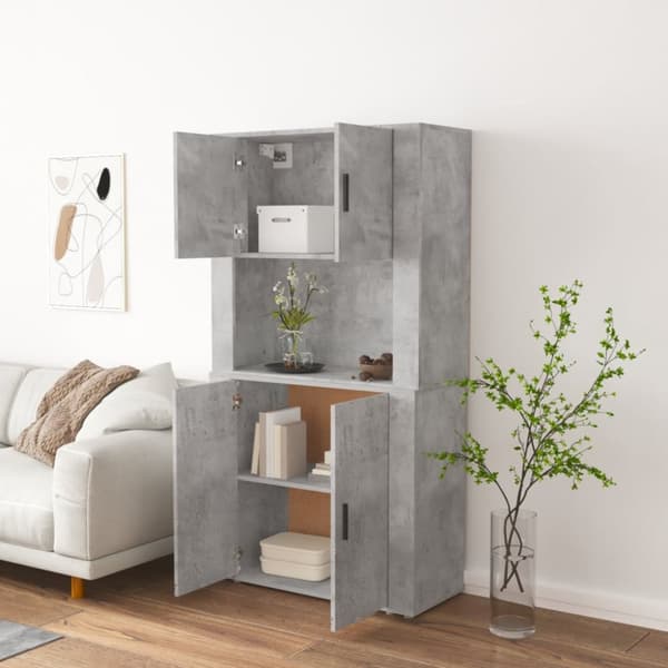 The Living Store Kaappi betoninharmaa tekninen puu - Tarjoilupöydät & senkit