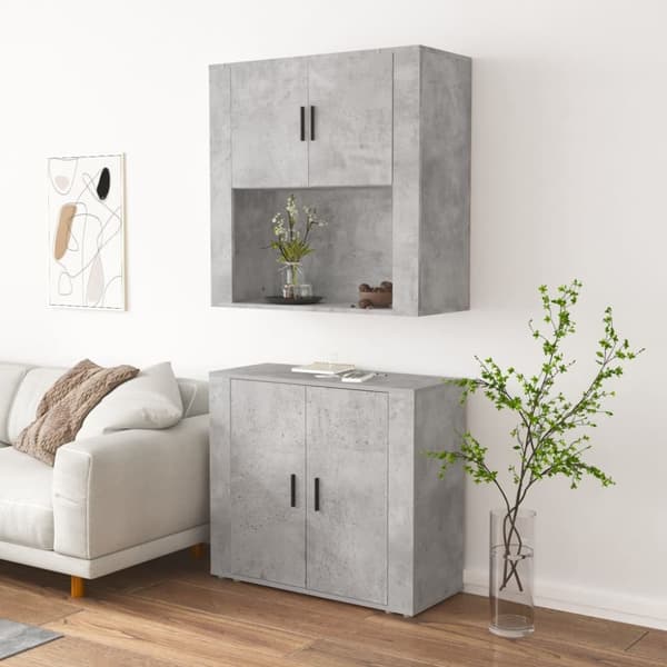 The Living Store Kaappi betoninharmaa tekninen puu - Tarjoilupöydät & senkit