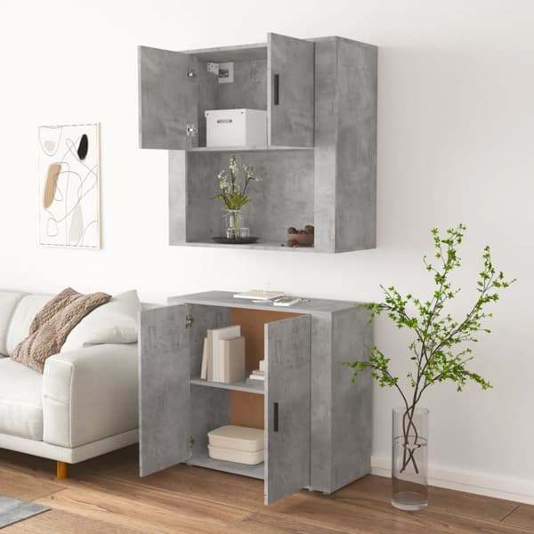 The Living Store Kaappi betoninharmaa tekninen puu - Tarjoilupöydät & senkit
