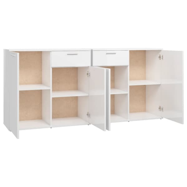 The Living Store skænk 160x36x75 cm konstrueret træ hvid højglans -  Skænke