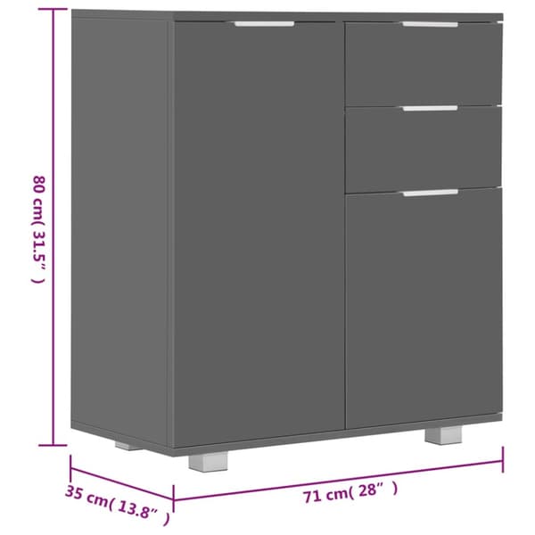 The Living Store skænk 71x35x80 cm spånplade grå højglans - Skænke