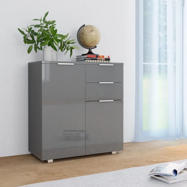 The Living Store skænk 71x35x80 cm spånplade grå højglans - Skænke