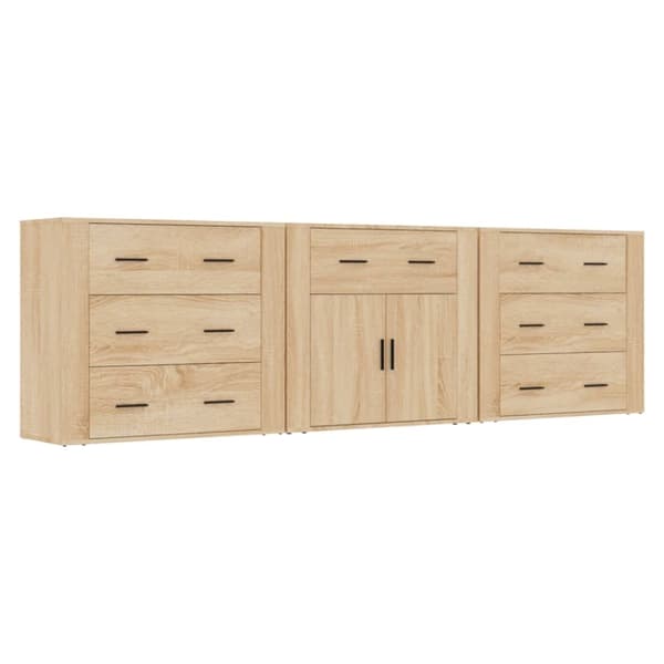 The Living Store Skänk 3 delar Sonoma ek konstruerat trä - Skänkar & serveringsbord