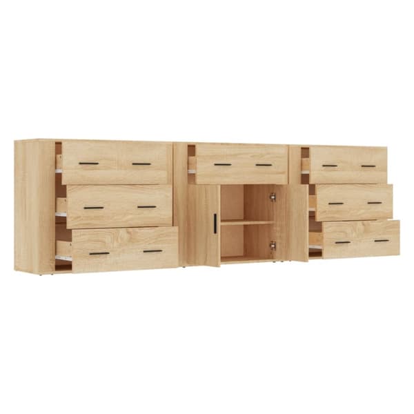 The Living Store Skänk 3 delar Sonoma ek konstruerat trä - Skänkar & serveringsbord