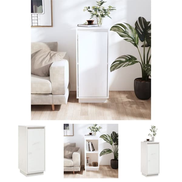 The Living Store skænk 31,5x34x75 cm massivt fyrretræ hvid -  Skænke