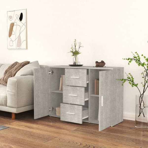 The Living Store skænk 91x29,5x65 cm konstrueret træ betongrå - Skænke