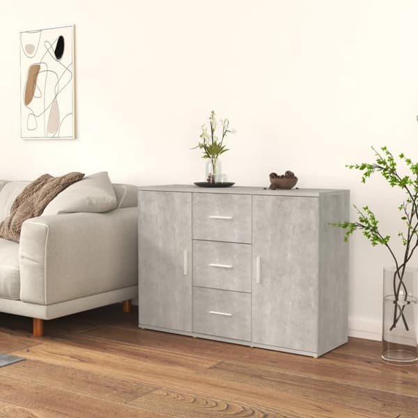 The Living Store skænk 91x29,5x65 cm konstrueret træ betongrå - Skænke