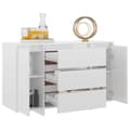Pikkukuva 4 / 10: The Living Store Senkki 3 vetolaatikkoa korkeak. valk. 120x41x75 cm tekninen puu -  Tarjoilupöydät & senkit