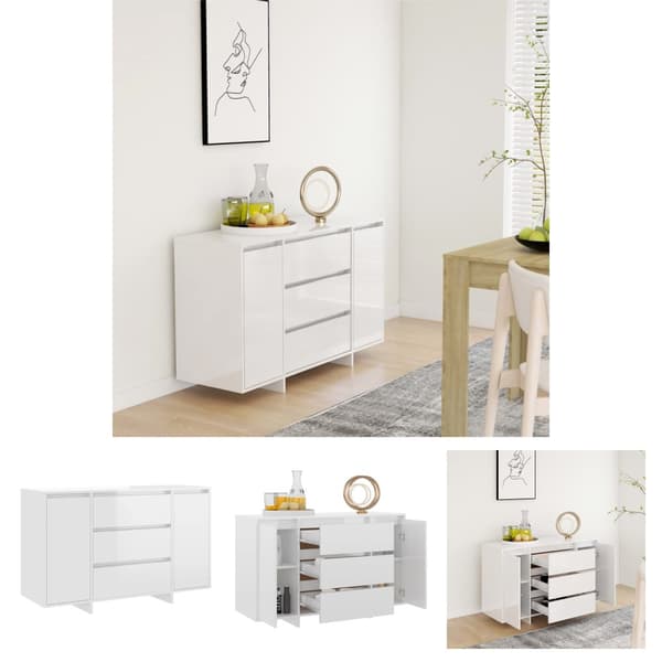 The Living Store Senkki 3 vetolaatikkoa korkeak. valk. 120x41x75 cm tekninen puu -  Tarjoilupöydät & senkit