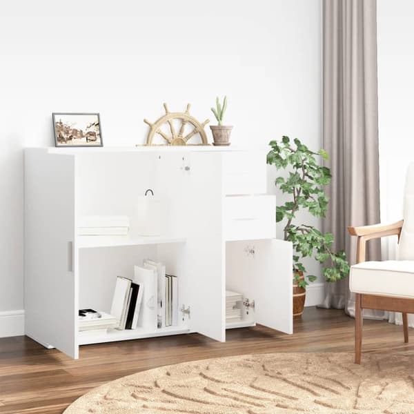 The Living Store Byrå vit 91x29,5x75 cm konstruerat trä -  Skänkar & serveringsbord