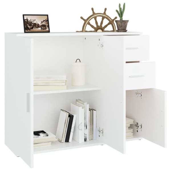 The Living Store Byrå vit 91x29,5x75 cm konstruerat trä -  Skänkar & serveringsbord