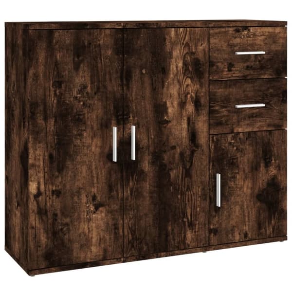 The Living Store Skänk rökfärgad ek 91x29,5x75 cm konstruerat trä - Skänkar & serveringsbord