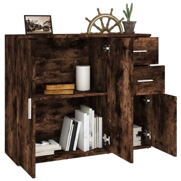 The Living Store Skänk rökfärgad ek 91x29,5x75 cm konstruerat trä -  Skänkar & serveringsbord