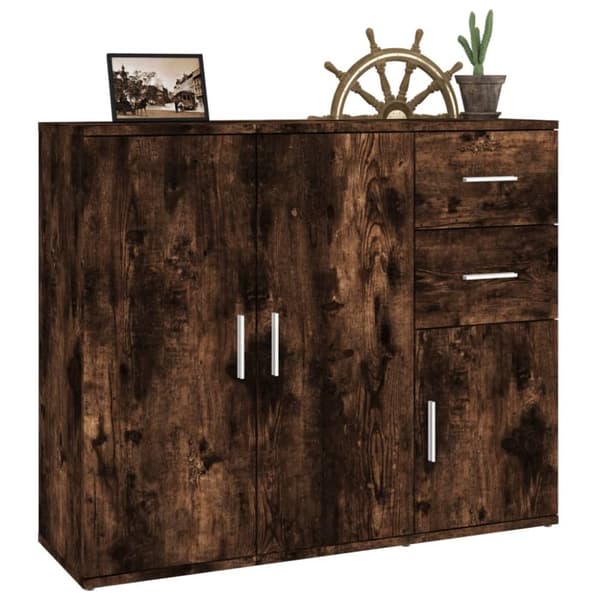 The Living Store Skänk rökfärgad ek 91x29,5x75 cm konstruerat trä - Skänkar & serveringsbord