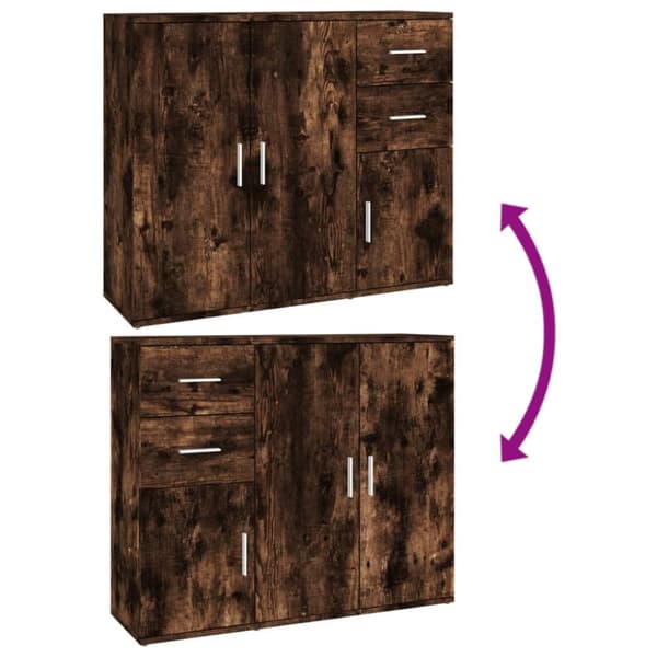 The Living Store Skänk rökfärgad ek 91x29,5x75 cm konstruerat trä -  Skänkar & serveringsbord