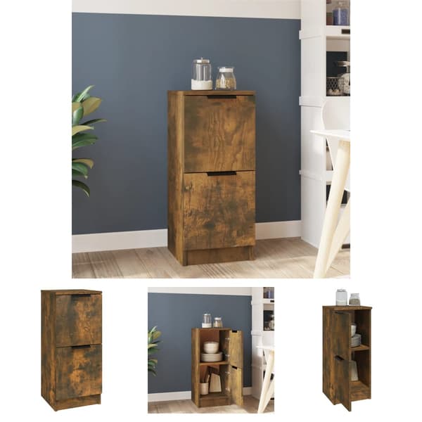 The Living Store skænk 30x30x70 cm konstrueret træ røget egetræsfarve - Skænke