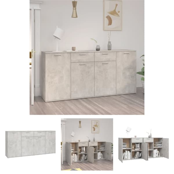 The Living Store Skänk betonggrå 160x36x75 cm konstruerat trä -  Skänkar & serveringsbord