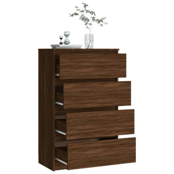 The Living Store kommode 60x35x98,5 cm konstrueret træ brun egetræsfarve - Skænke